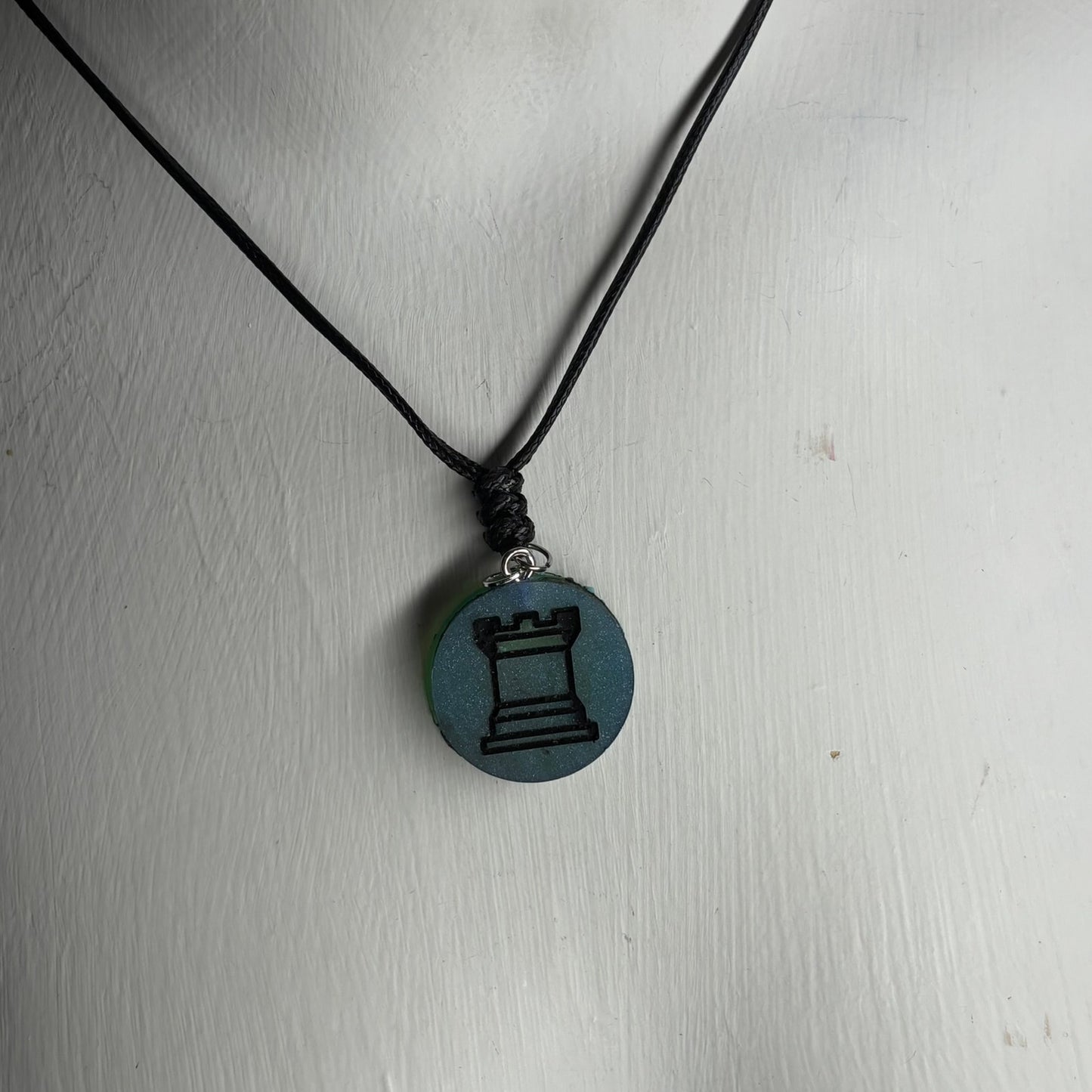 Green Rook - Handmade Resin Chess Necklace