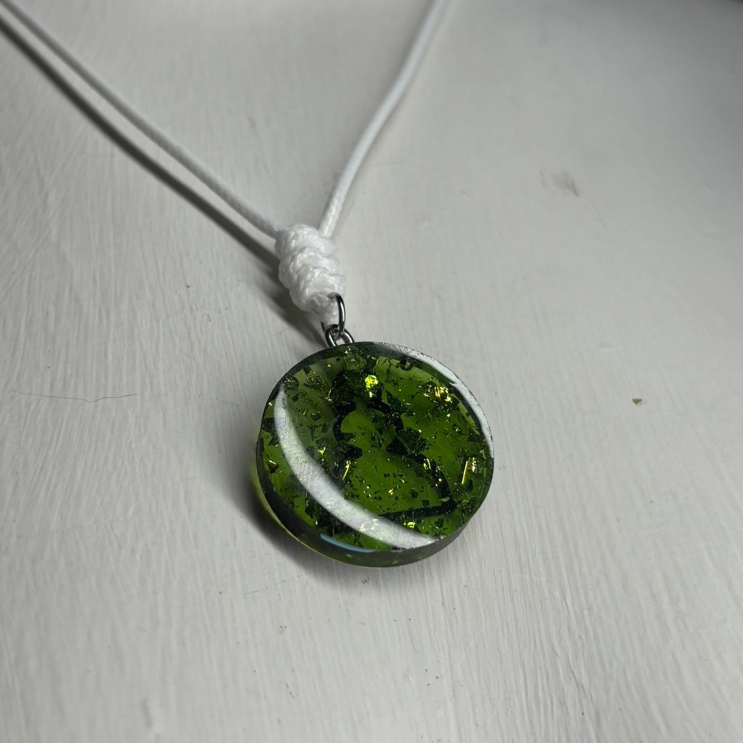 Sparkle Green Pawn - Handmade Resin Chess Necklace
