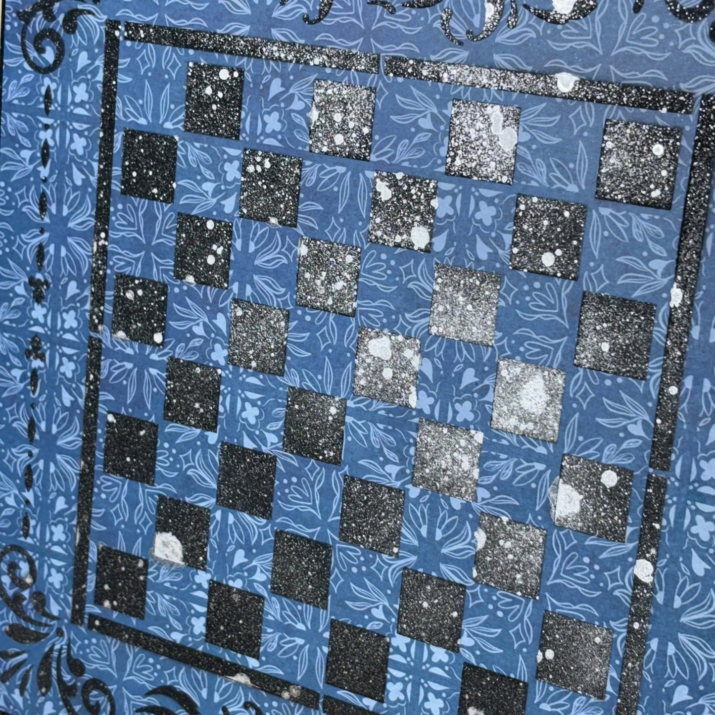 Chrome Speckled Blue Vintage - Scrapbook Chess Board