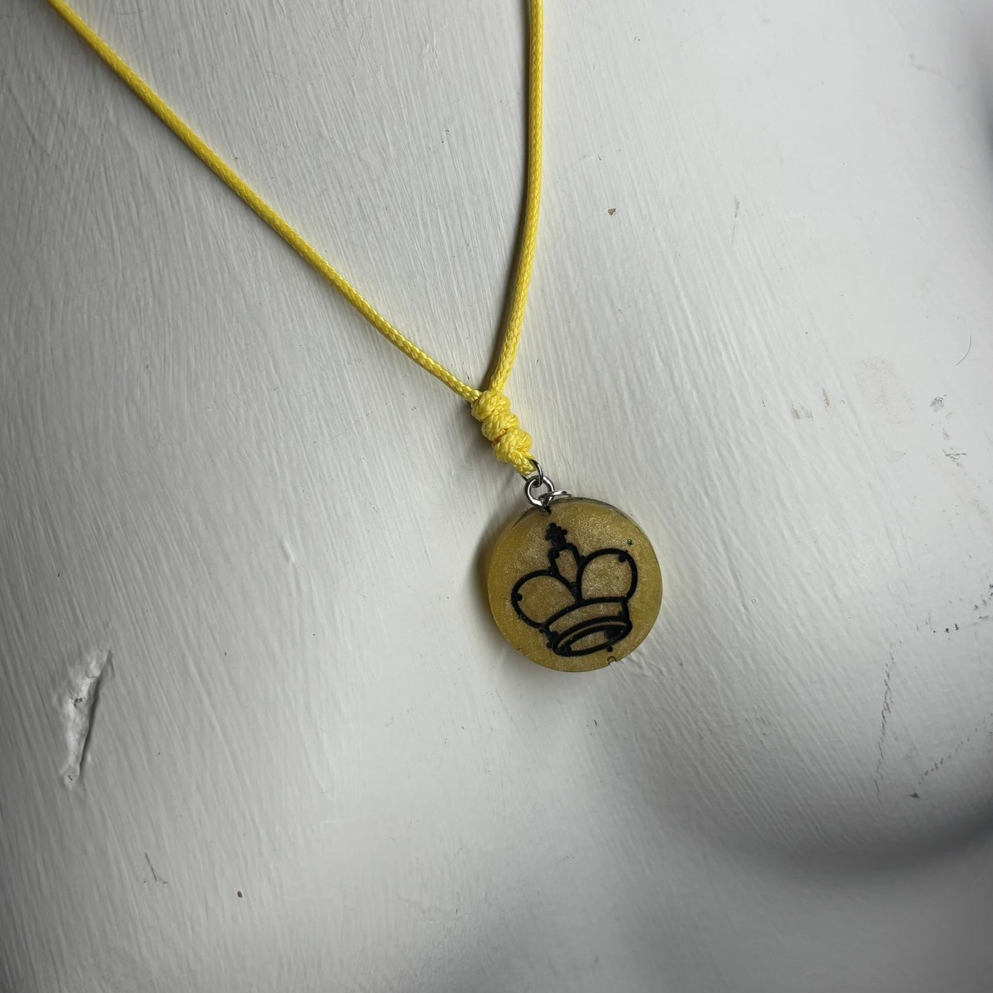 Yellow King - Handmade Resin Chess Necklace