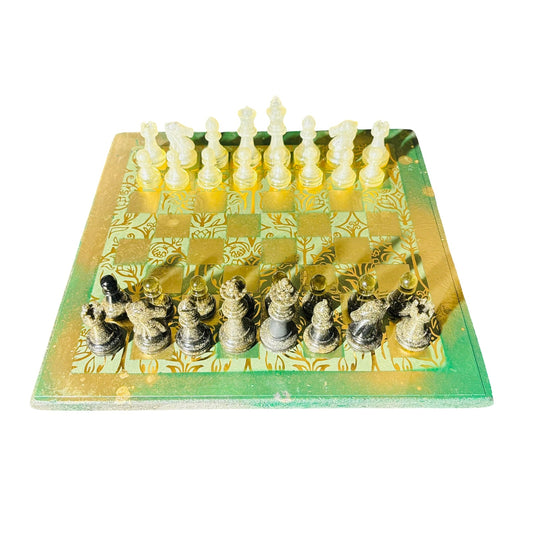 Golden Green Vintage - Scrapbook Chess Set