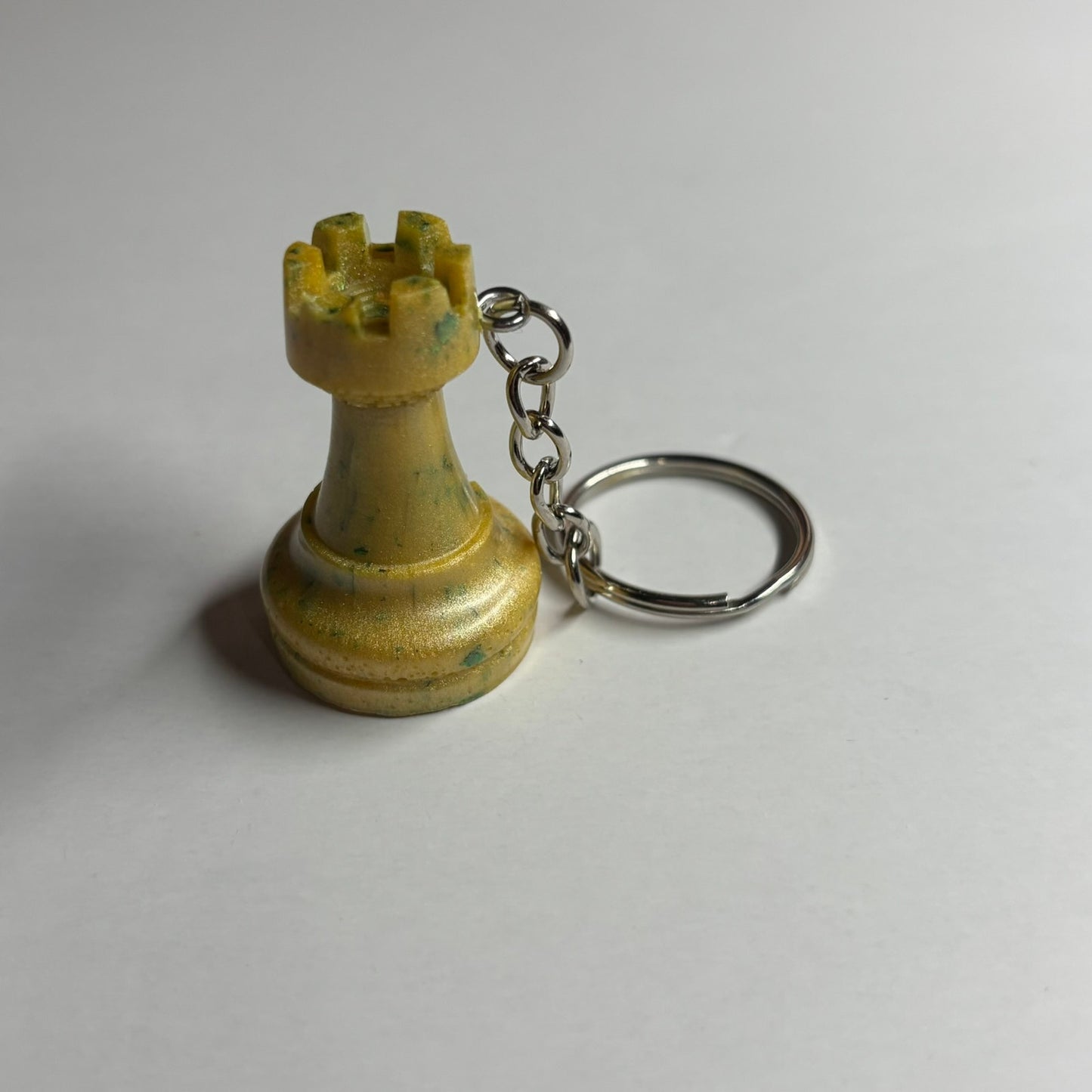Yellow Emerald Green Rook - Handmade Resin Keychain