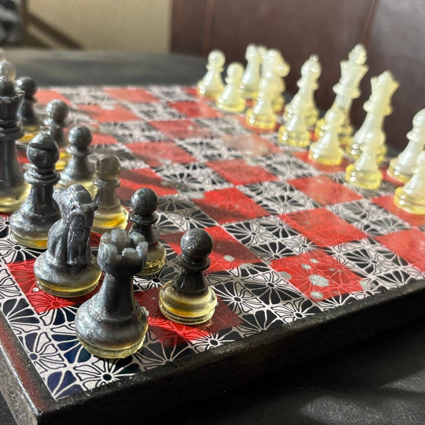 Red Black Prestige- Scrapbook Chess Set