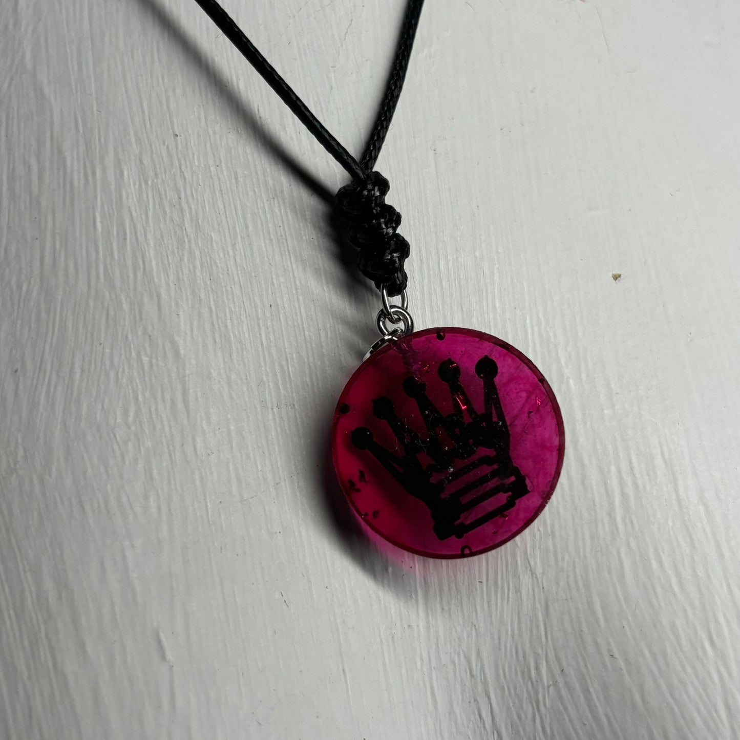 Dark Red Queen - Handmade Resin Chess Necklace