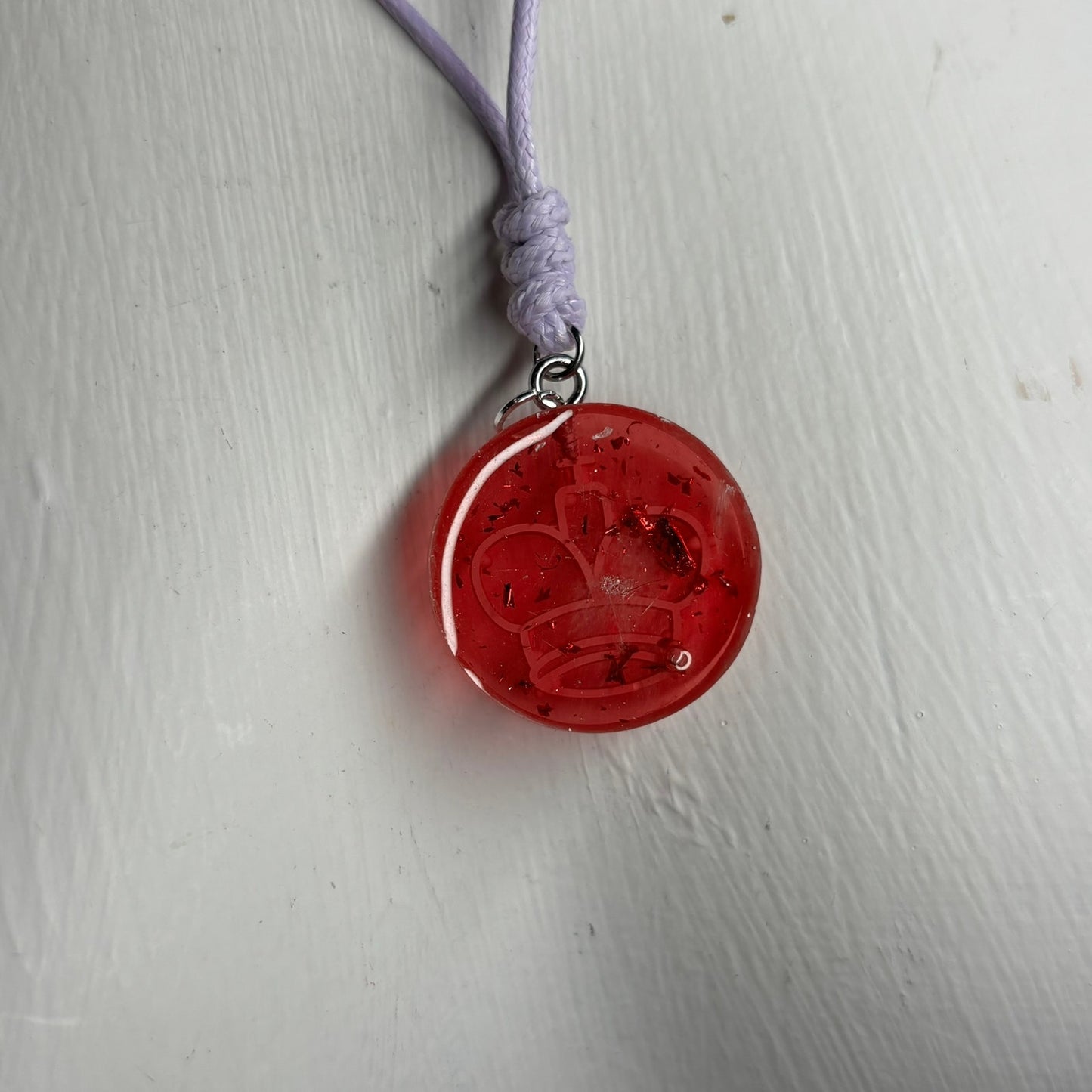 Red Sparkle King - Handmade Resin Chess Necklace