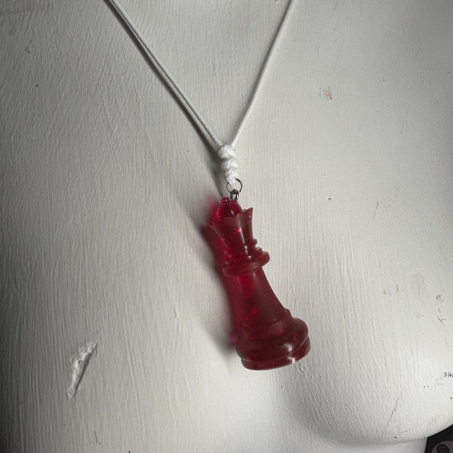 Red Crystal Queen - Handmade Resin Chess Necklace