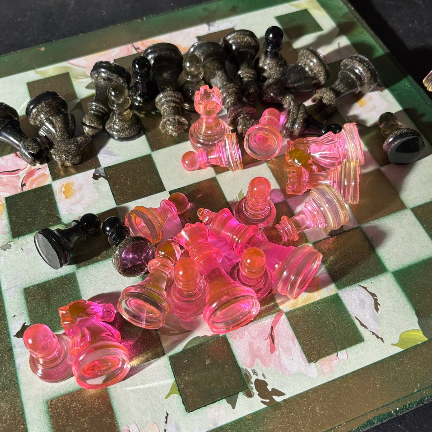 Luxury Pink Green - Scrapbook Chess Set