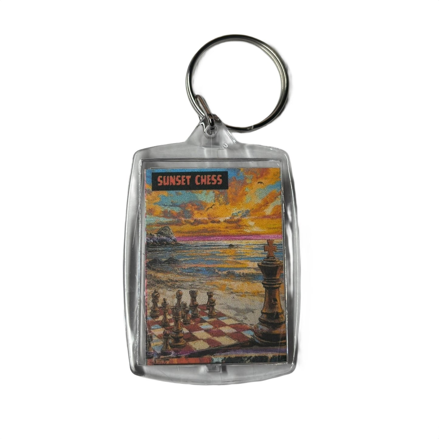 Seaside Games - Sunset Chess Photo Keychain
