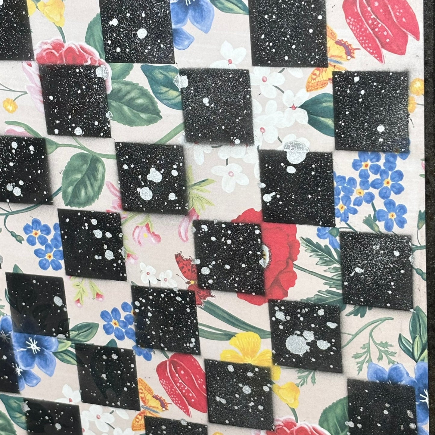 Vintage Flowers - Scrapbook Chess Board