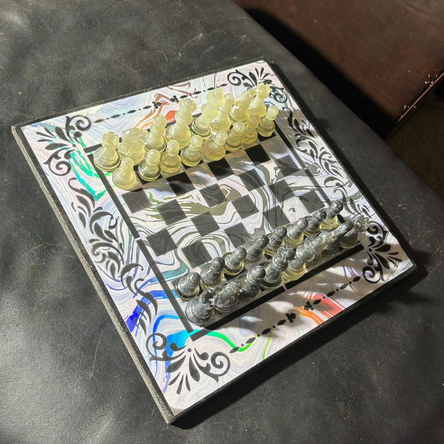 Chrome Shine Pattern - Scrapbook Chess Set