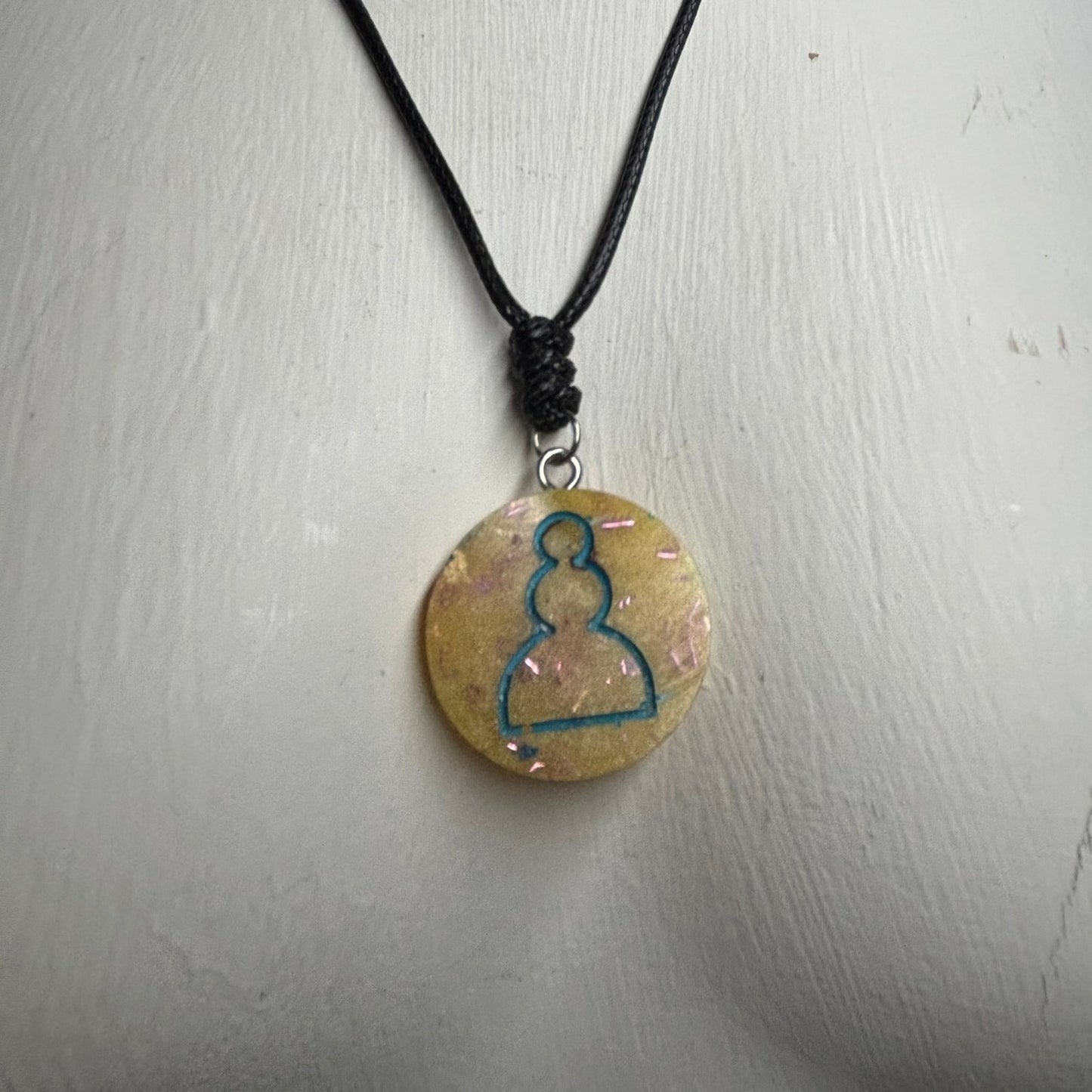 Yellow Crystal Pawn - Handmade Resin Chess Necklace