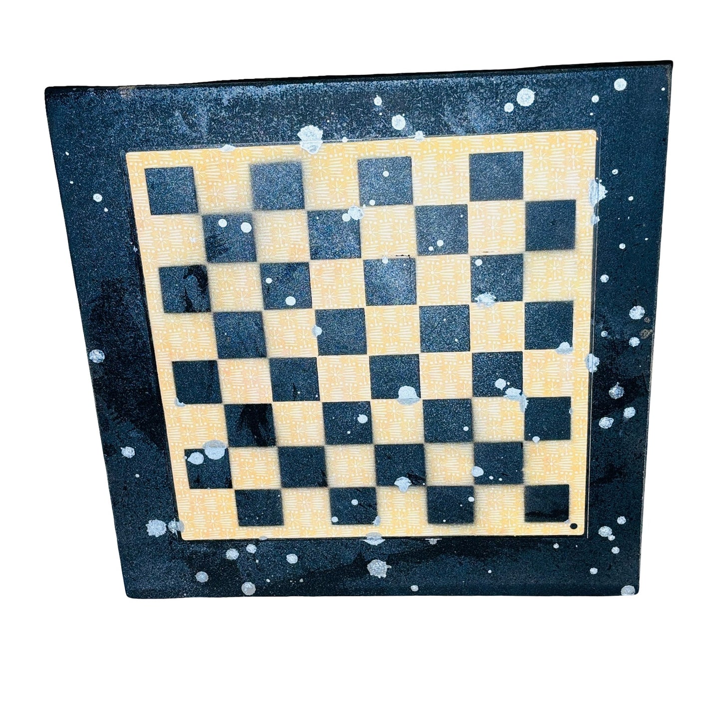 Yellow & Black Chrome Drip - Large Scrapbook Chess Board
