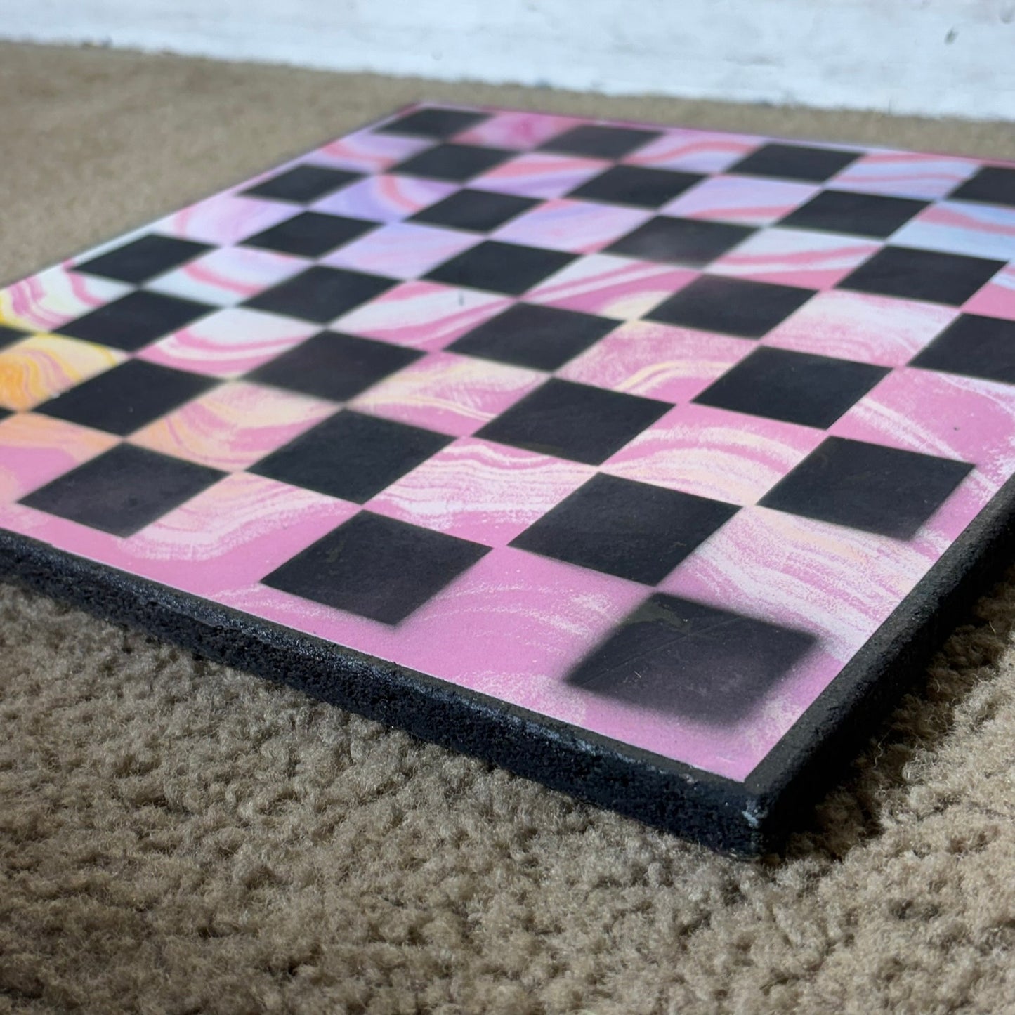 Pink Swirls - Scrapbook Chess Board