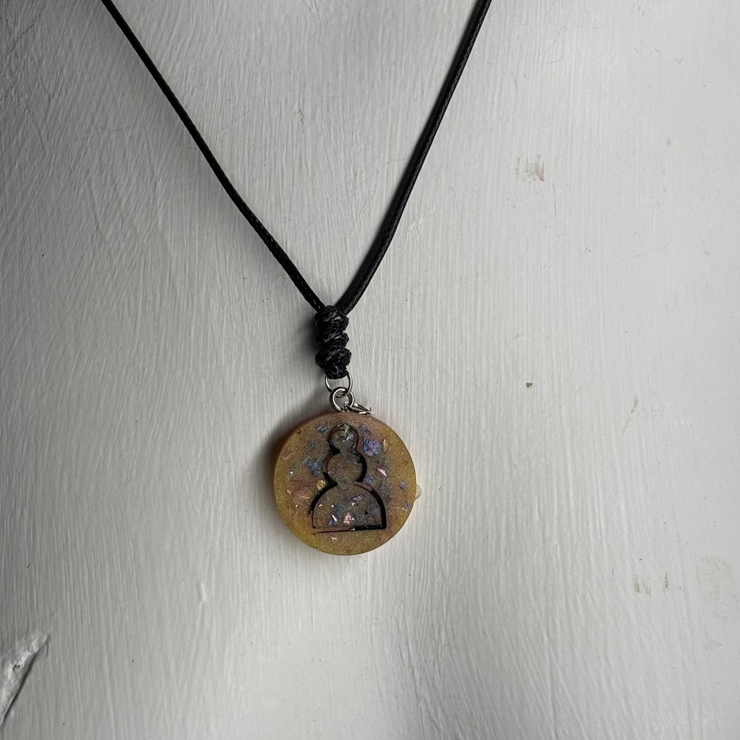 Yellow Crystal Pawn - Handmade Resin Chess Necklace