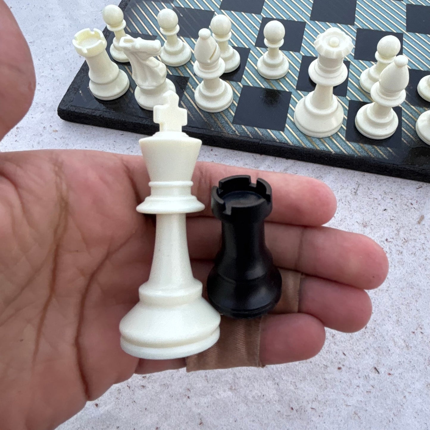 Green Vintage Lines - Scrapbook Chess Set