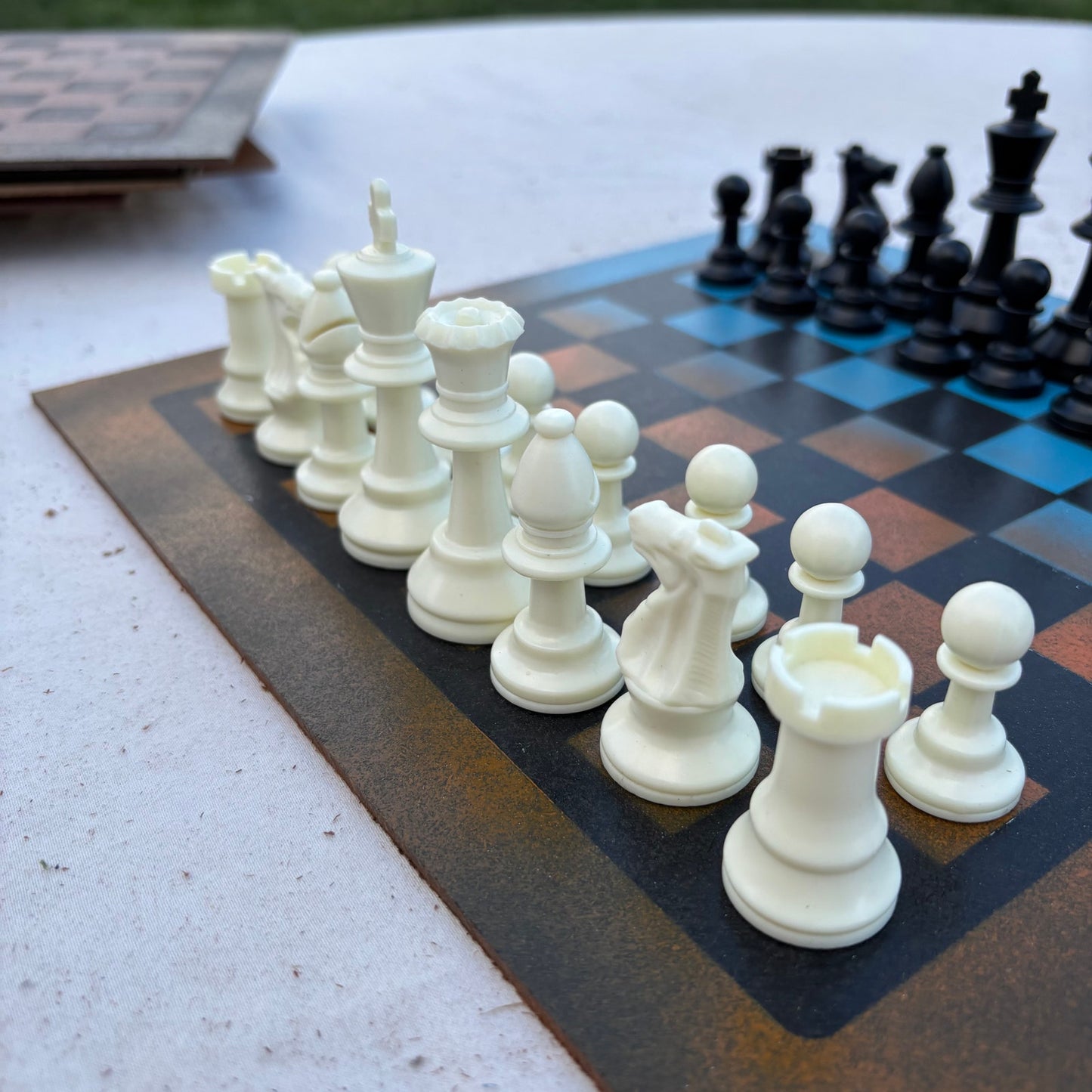Simple Blue & Orange - Painted Chess Set