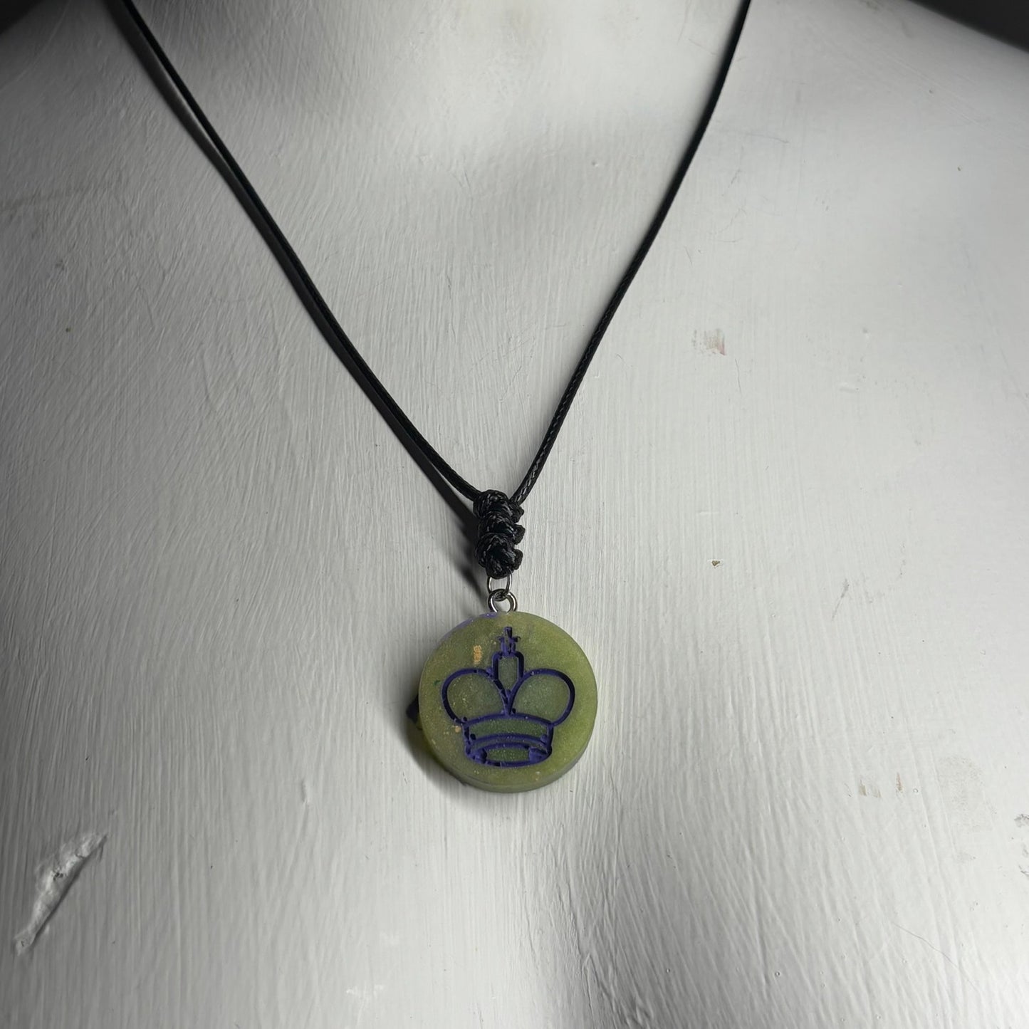 Green King - Handmade Resin Chess Necklace
