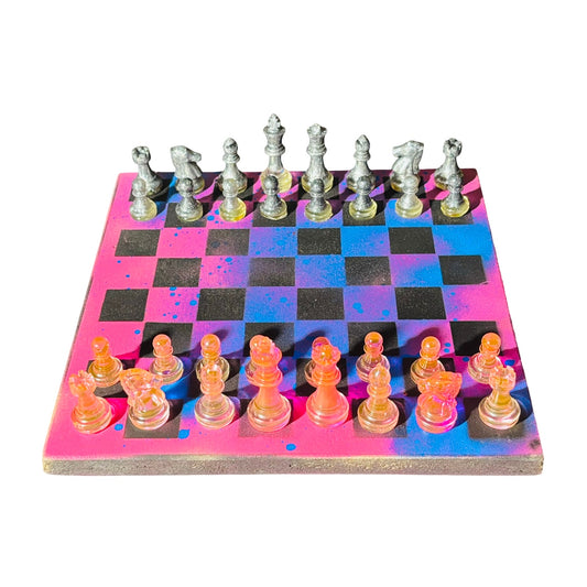 Purple Dripped Space - Painted Chess Set