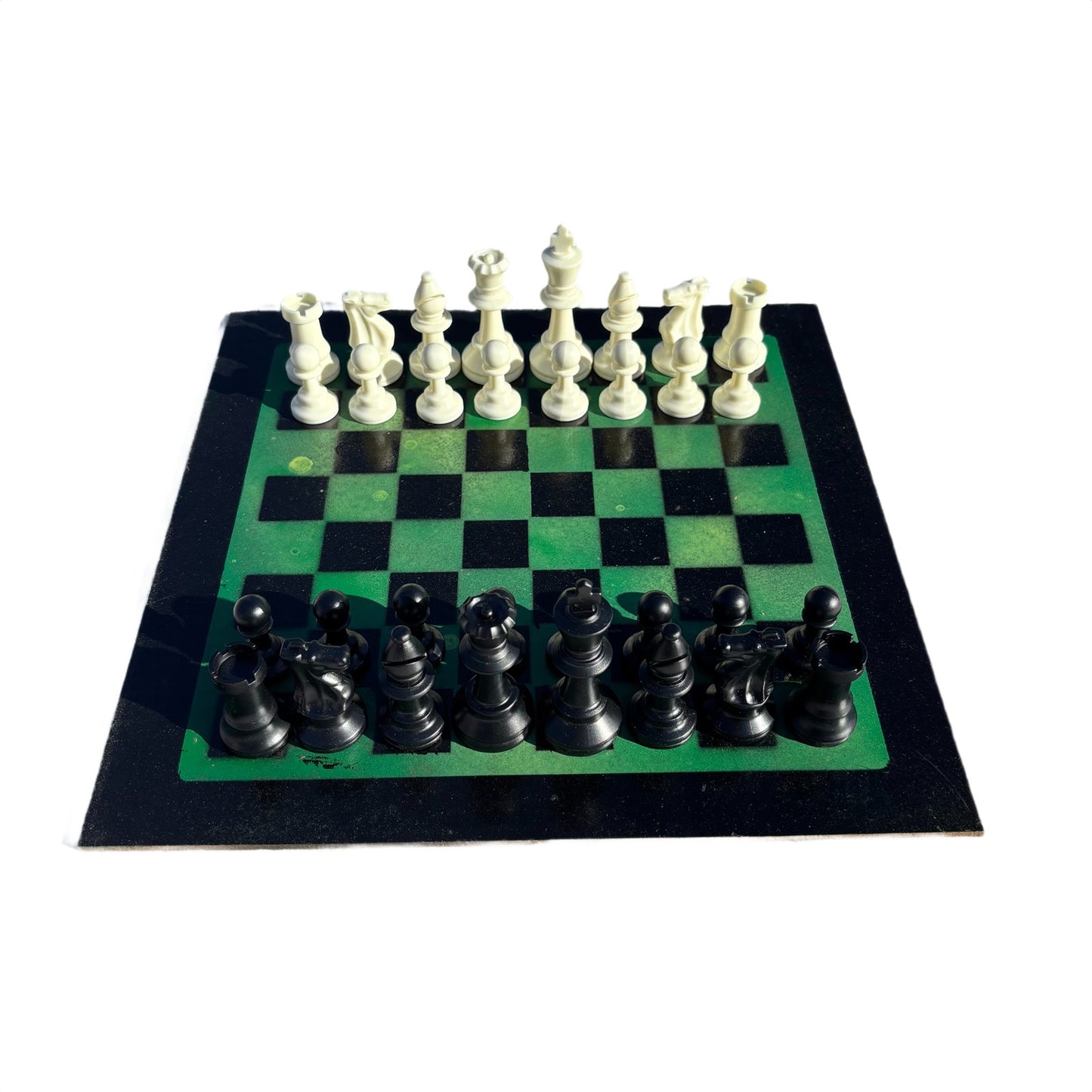 Green & Black - Painted Chess Set