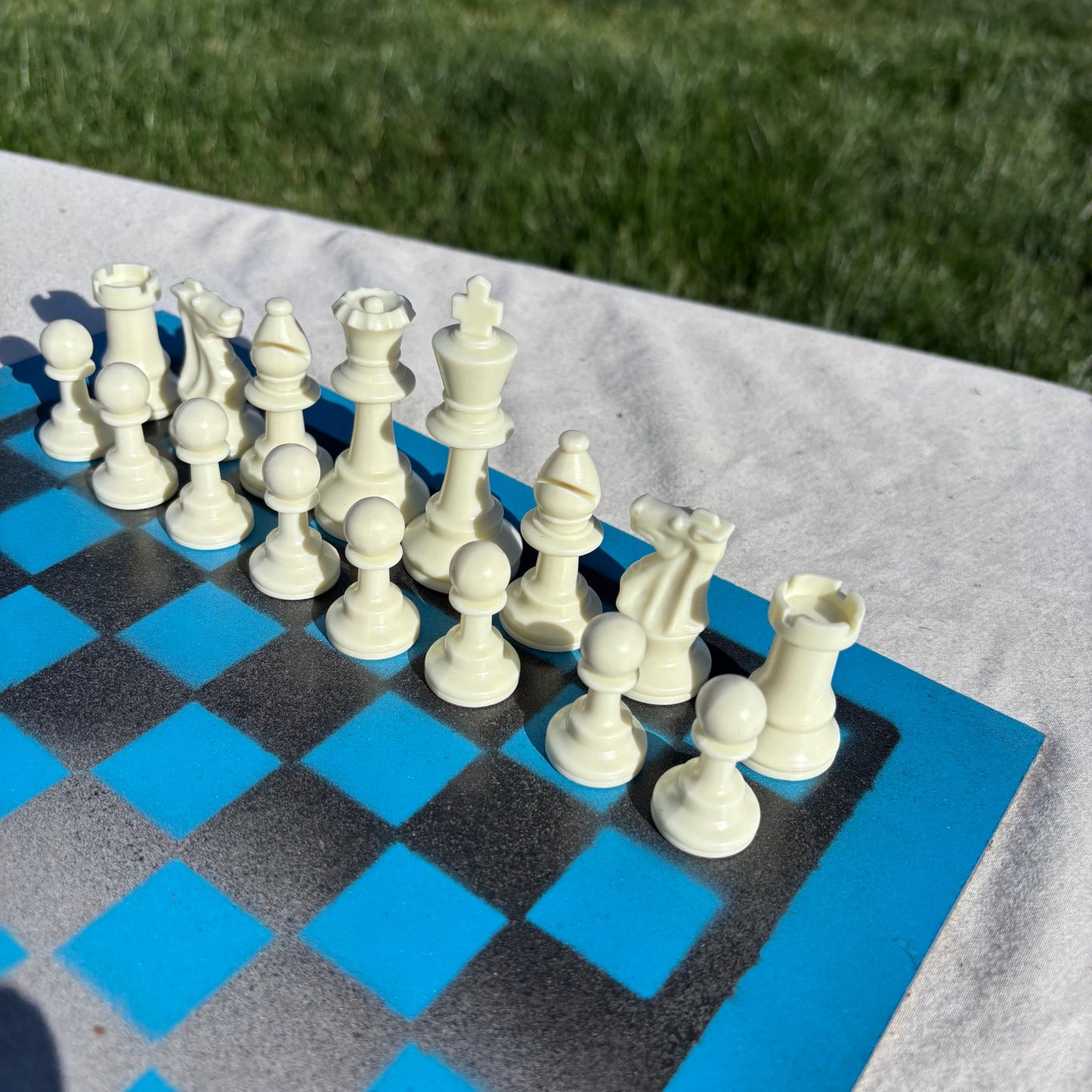 Black & Blue Snow Rush - Painted Chess Set