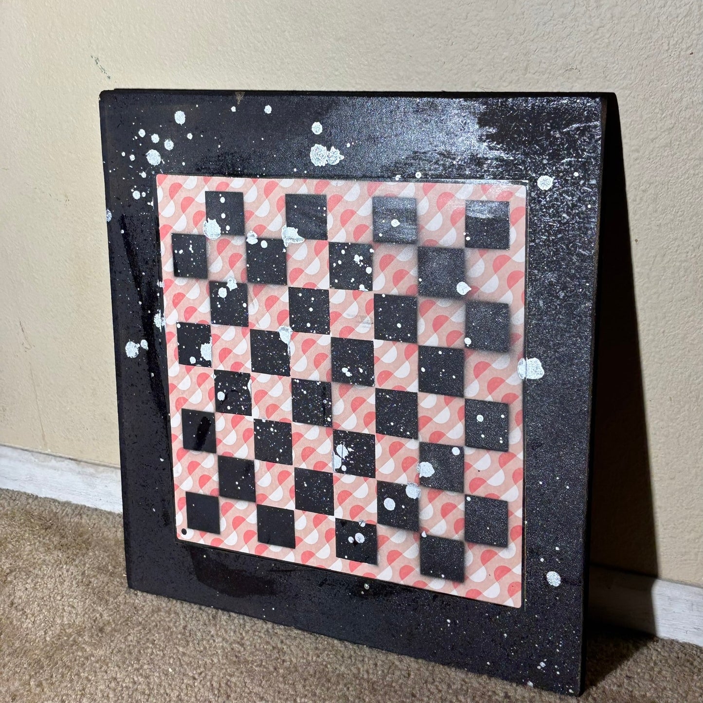 Peach Orange Chrome Drip - Large Scrapbook Chess Board