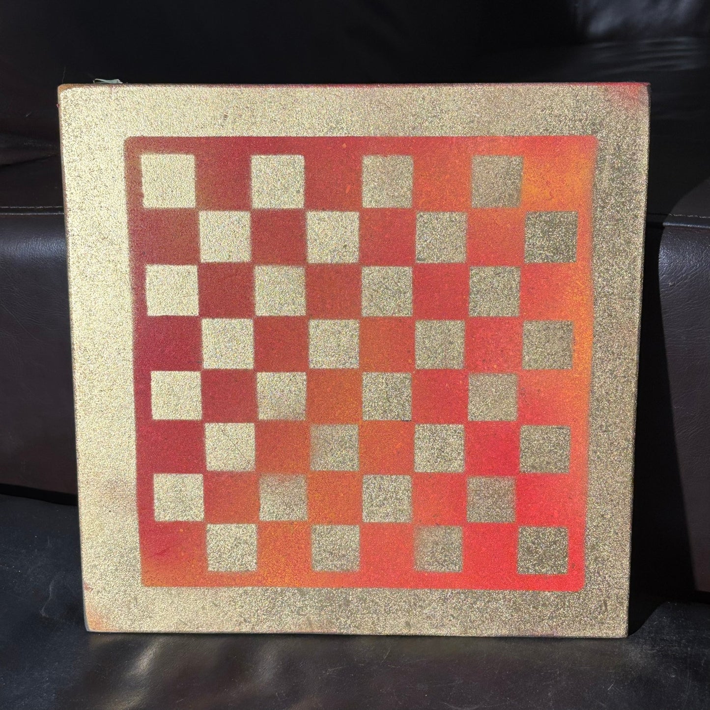 Orange Fire Gold - Painted Chess Board