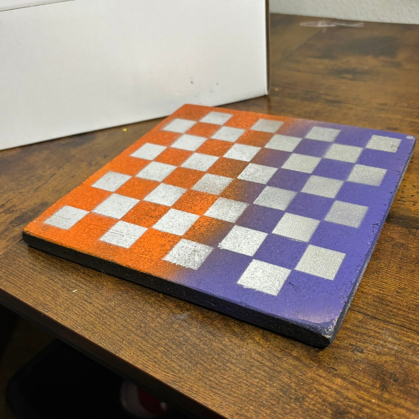 Orange/Purple Chrome - Painted Double Sided Chess Board