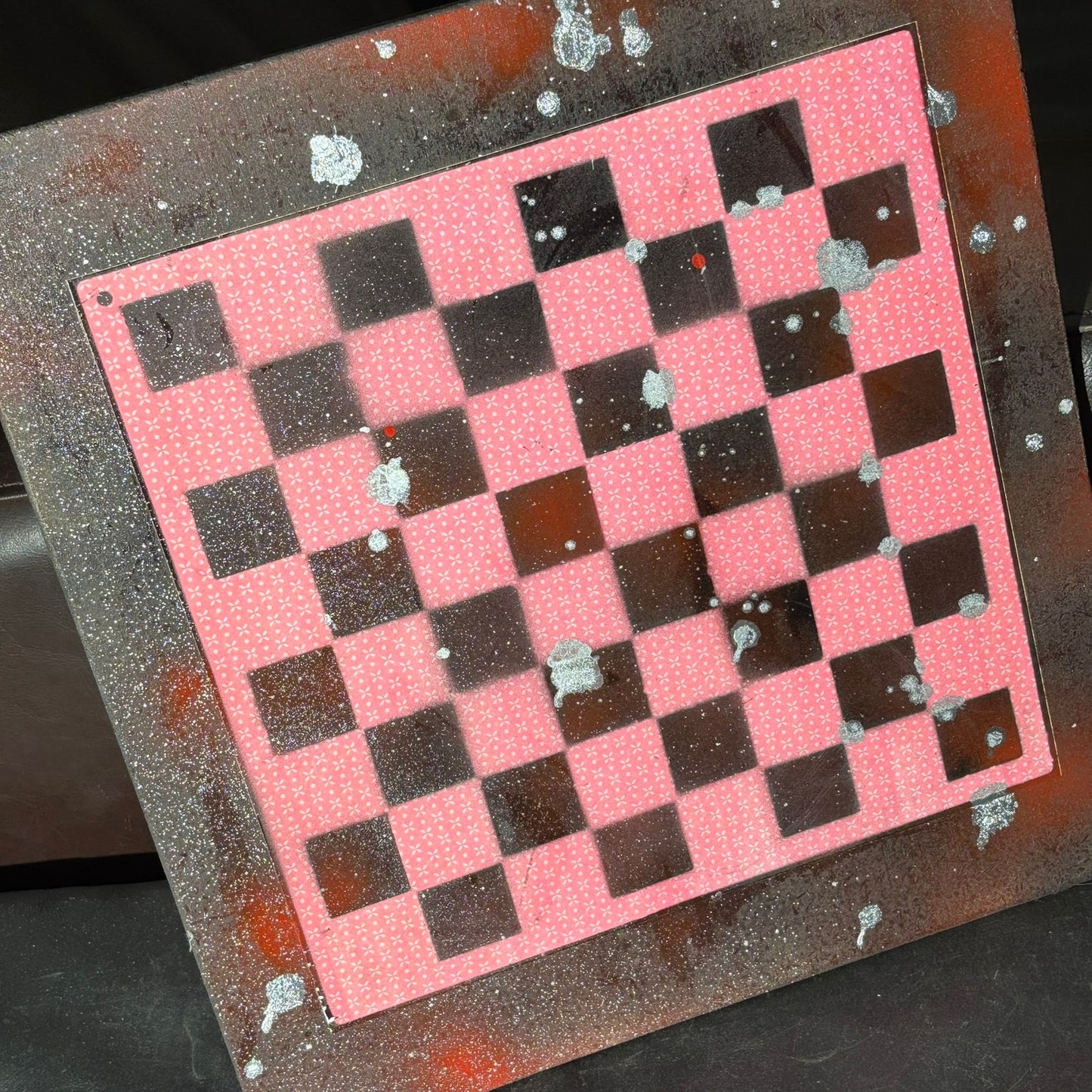 Red Splash Hue - Large Scrapbook Chess Board