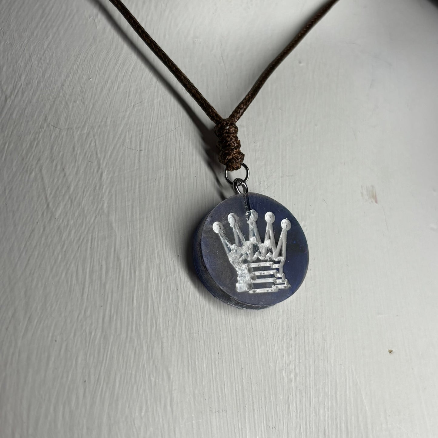 Navy Blue Queen - Handmade Resin Chess Necklace