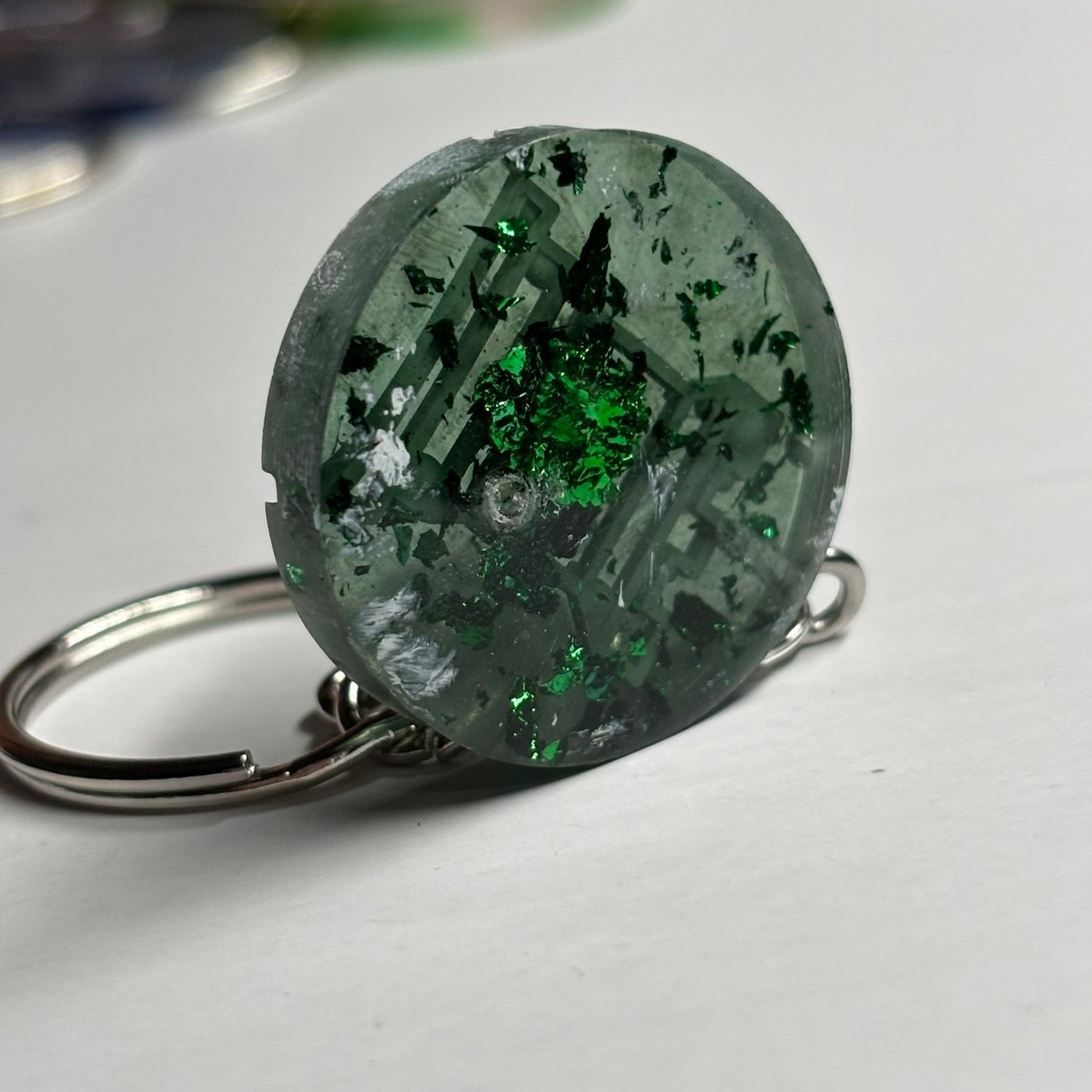Transparent Green Rook - Handmade Resin Keychain