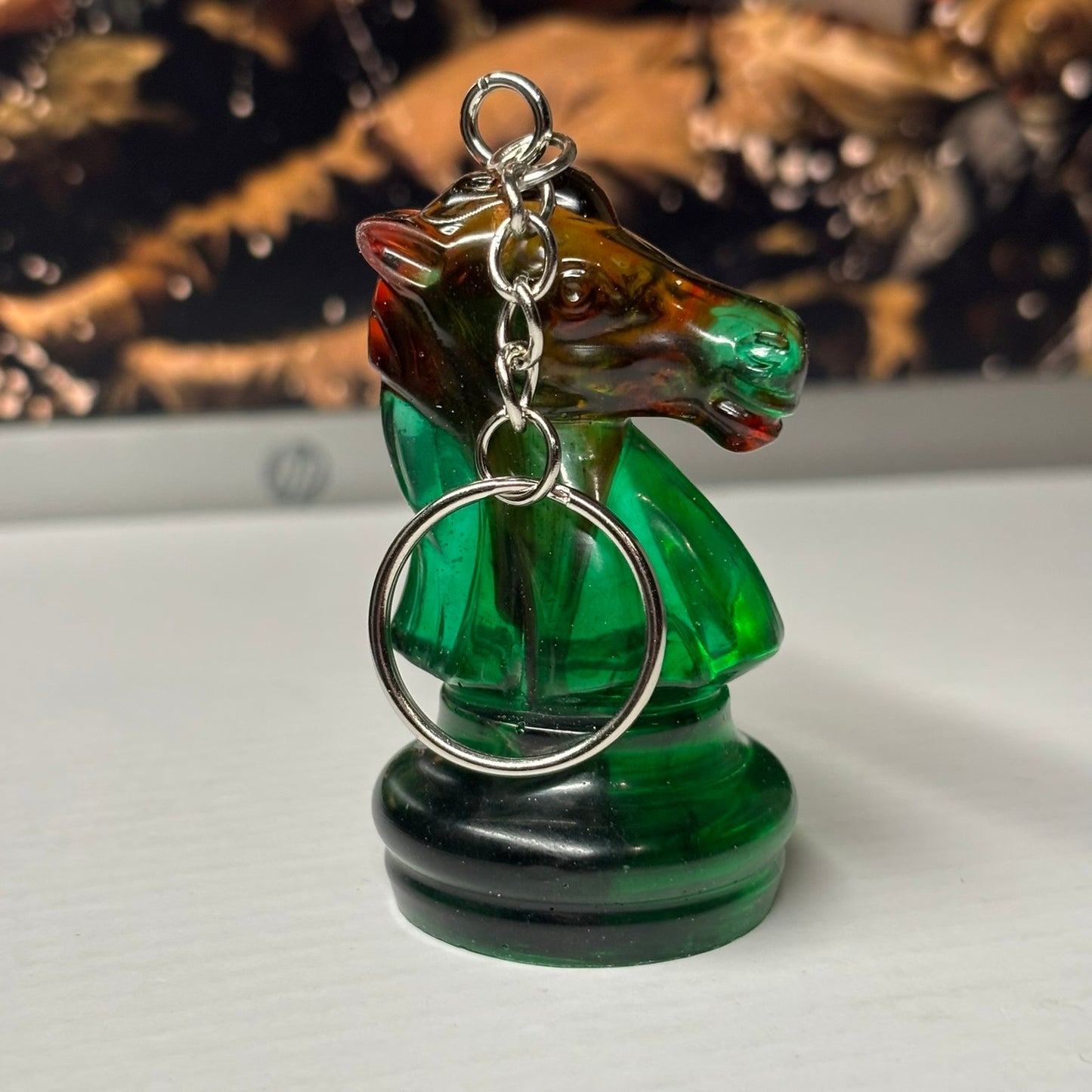 Speedy Green Knight - Handmade Resin Keychain - Large Edition