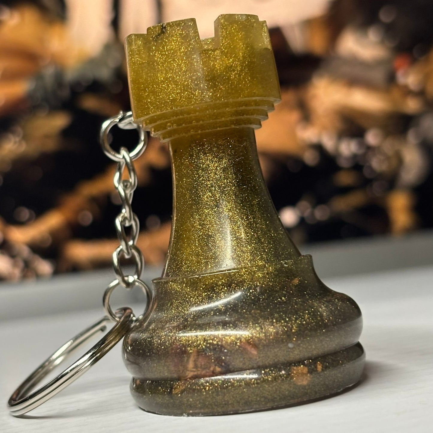 Royal Brown Rook - Handmade Resin Keychain - Large Edition