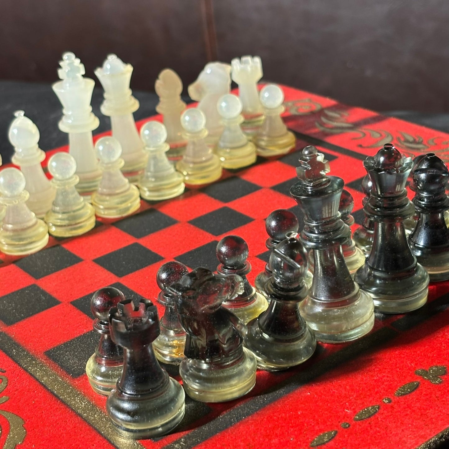 Golden Black & Red - Painted Chess Set