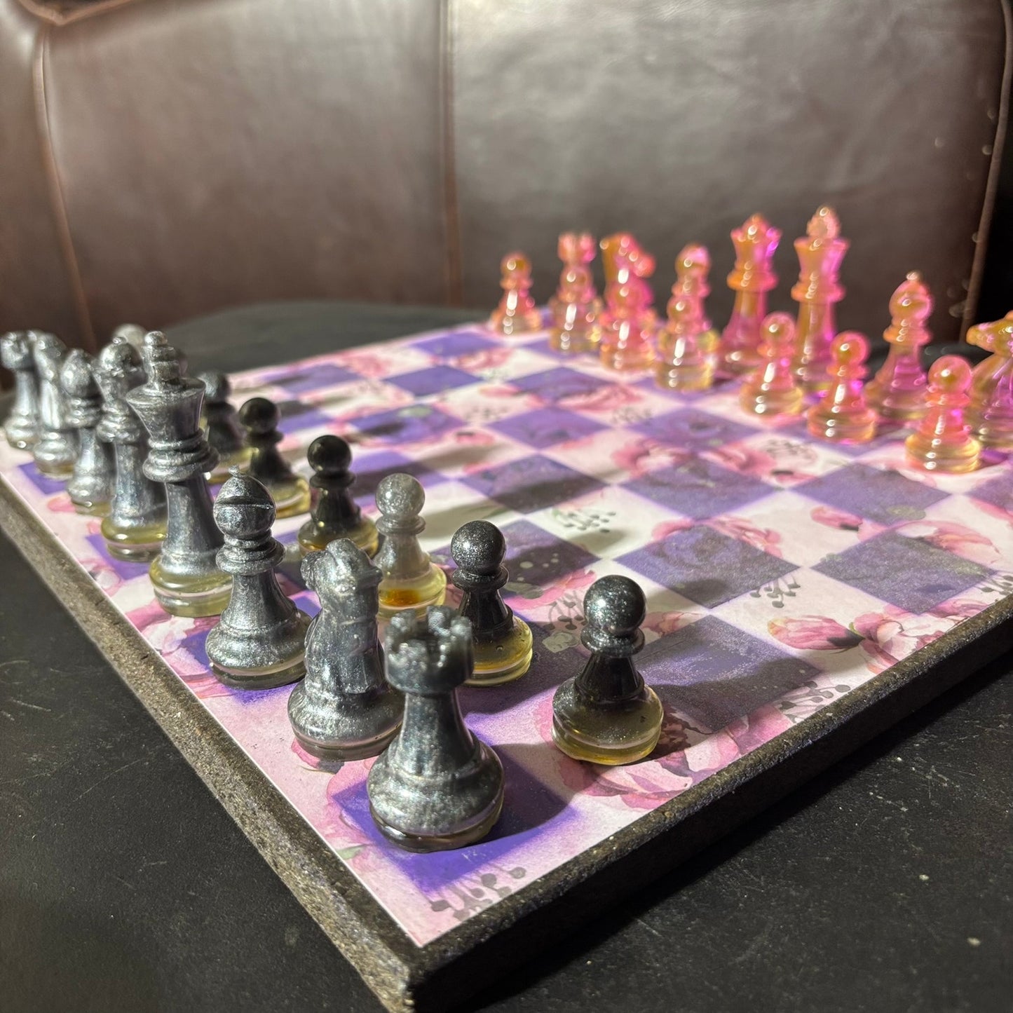 Pink Rose Purple - Scrapbook Chess Set
