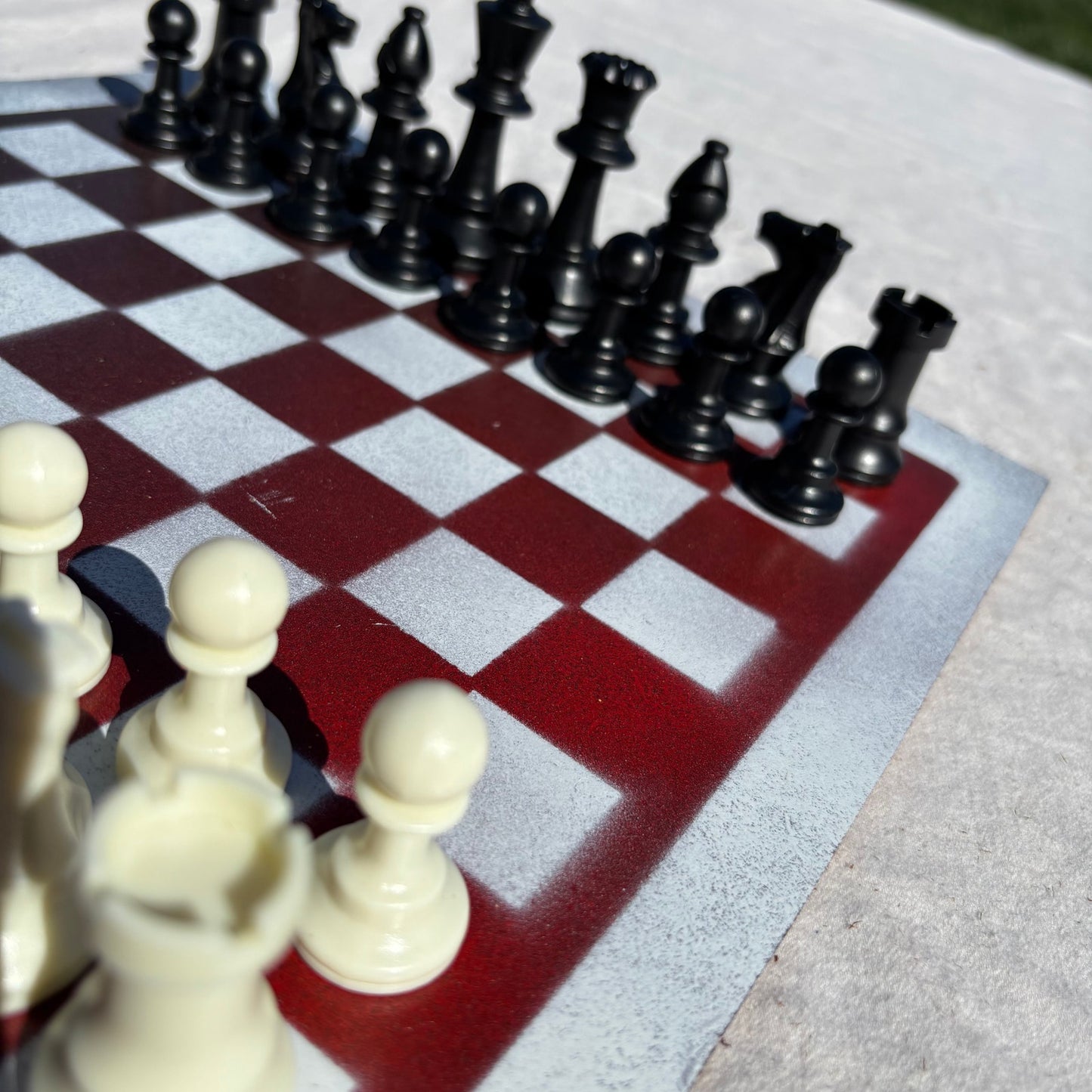 Red & White - Painted Chess Set