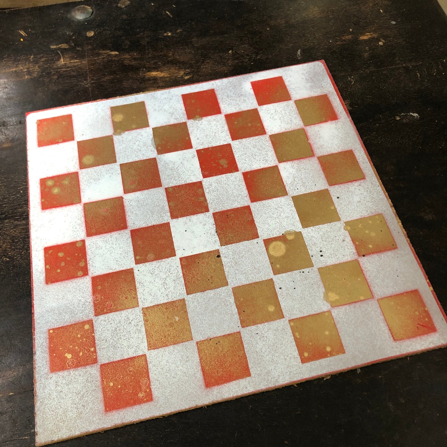 Fancy Golden Red - Painted Chess Set