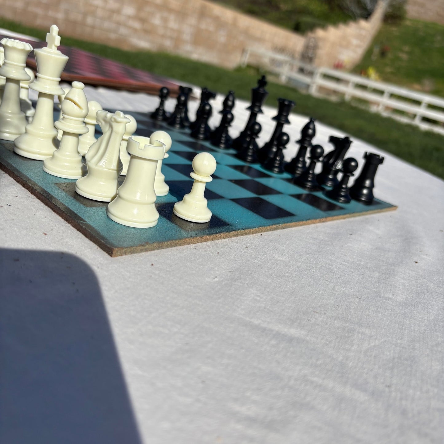Blue & Gray - Painted Chess Set