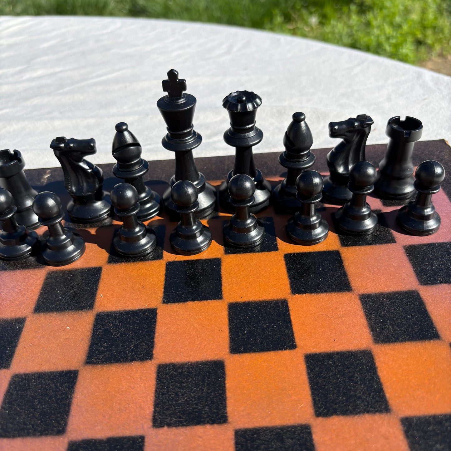 Orange & Black - Painted Chess Set