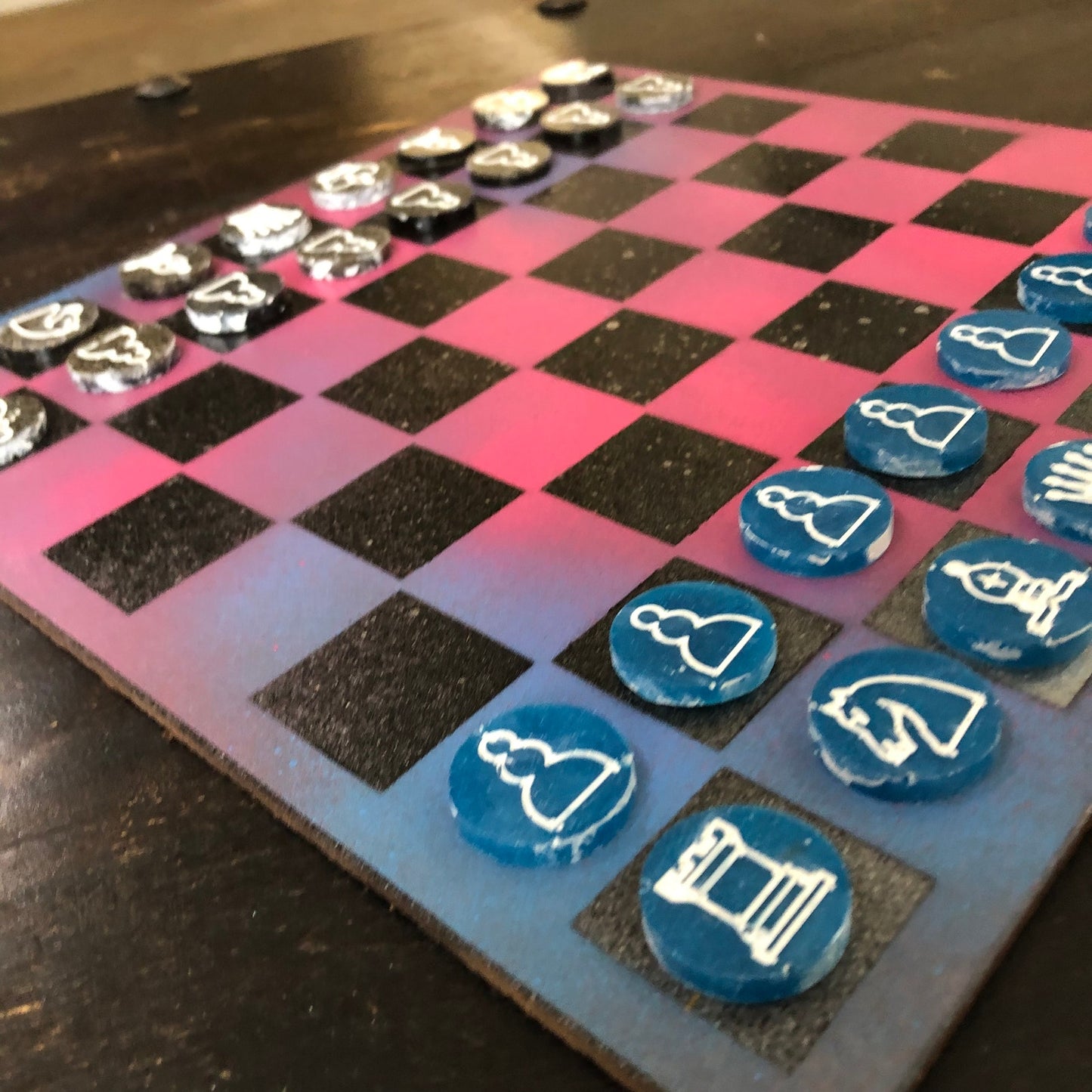 Pink Space - Painted Chess Set