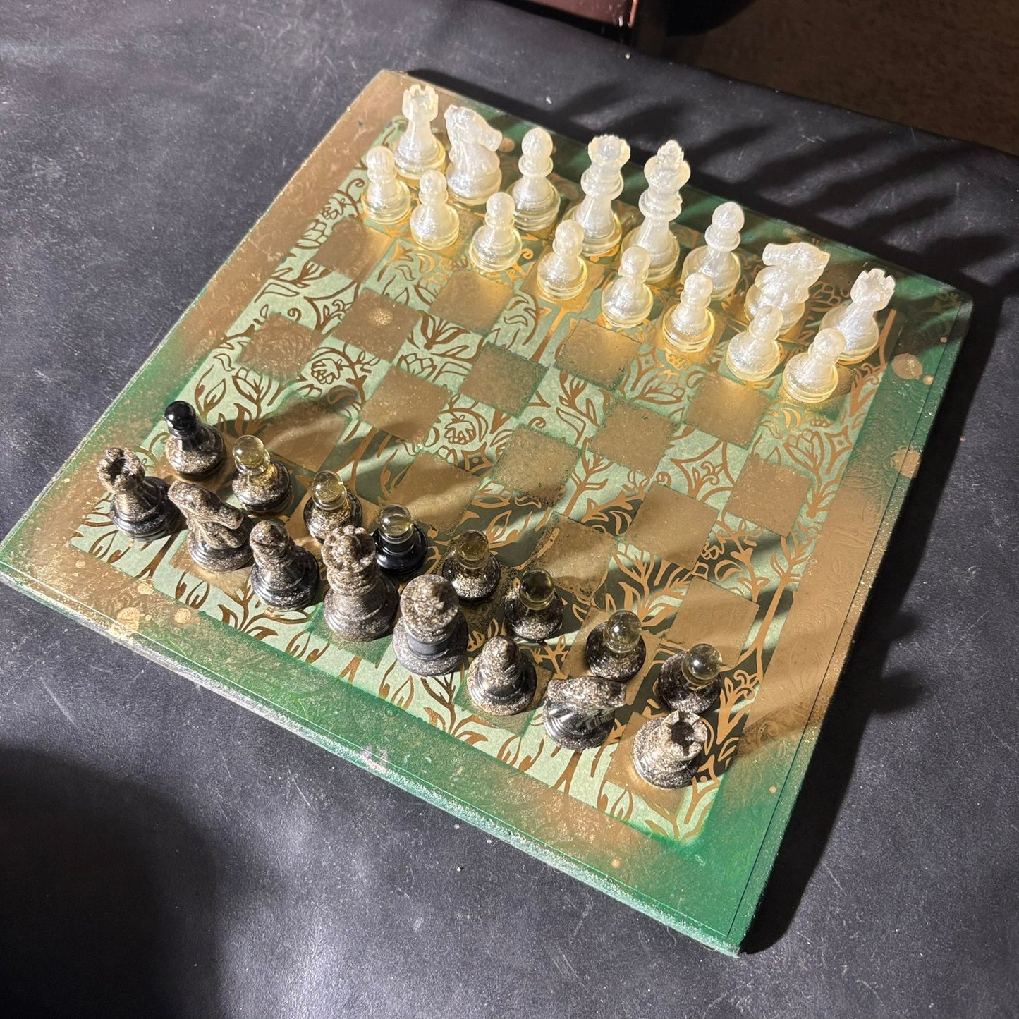 Golden Green Vintage - Scrapbook Chess Set