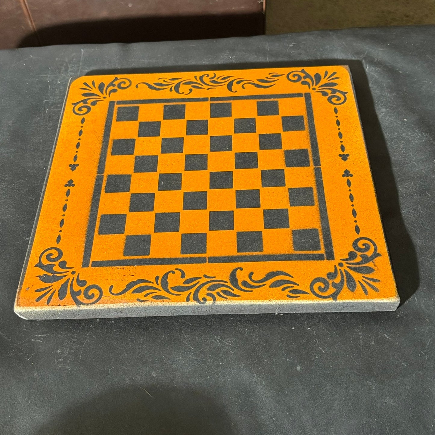 Orange & Black - Painted Chess Set