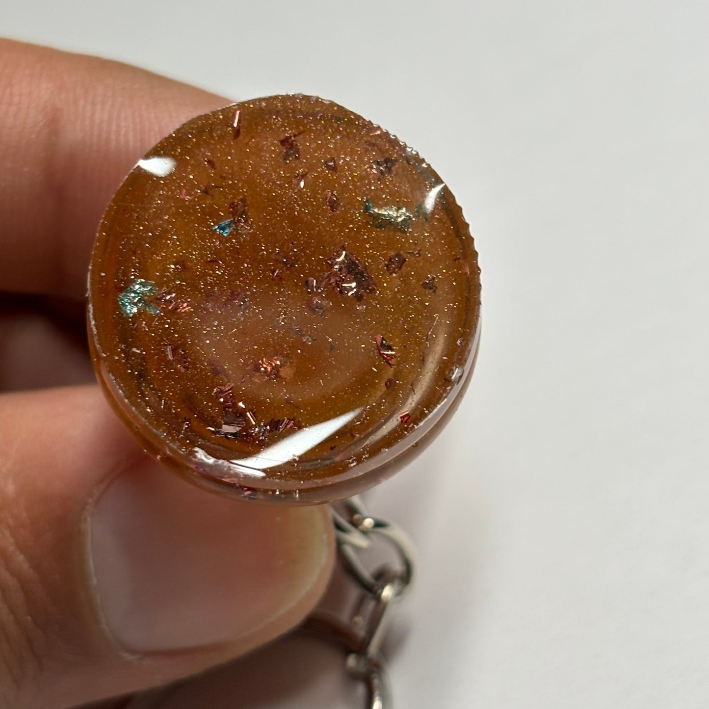 Orange Amber Rook - Handmade Resin Keychain