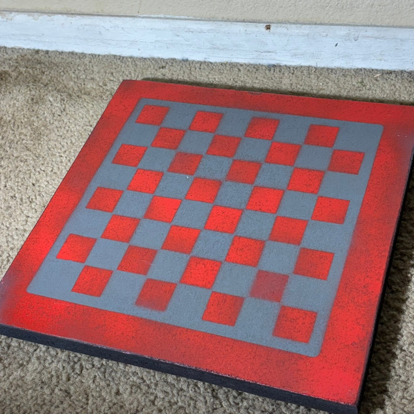 Blue & Red - Painted Chess Board