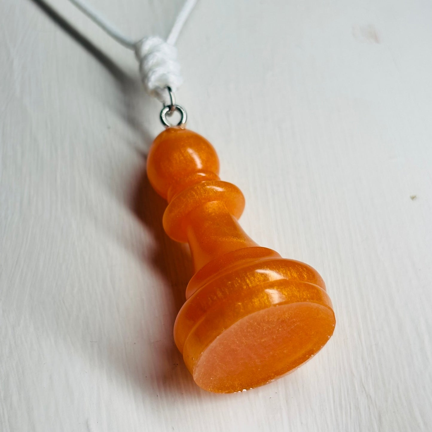 Orange Bishop - Handmade Resin Chess Necklace