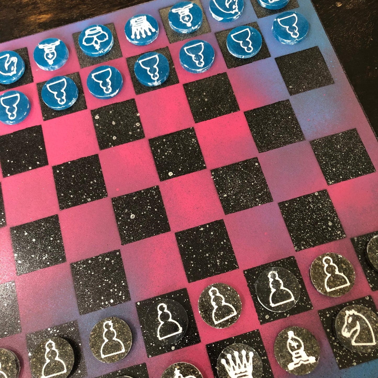 Pink Space - Painted Chess Set