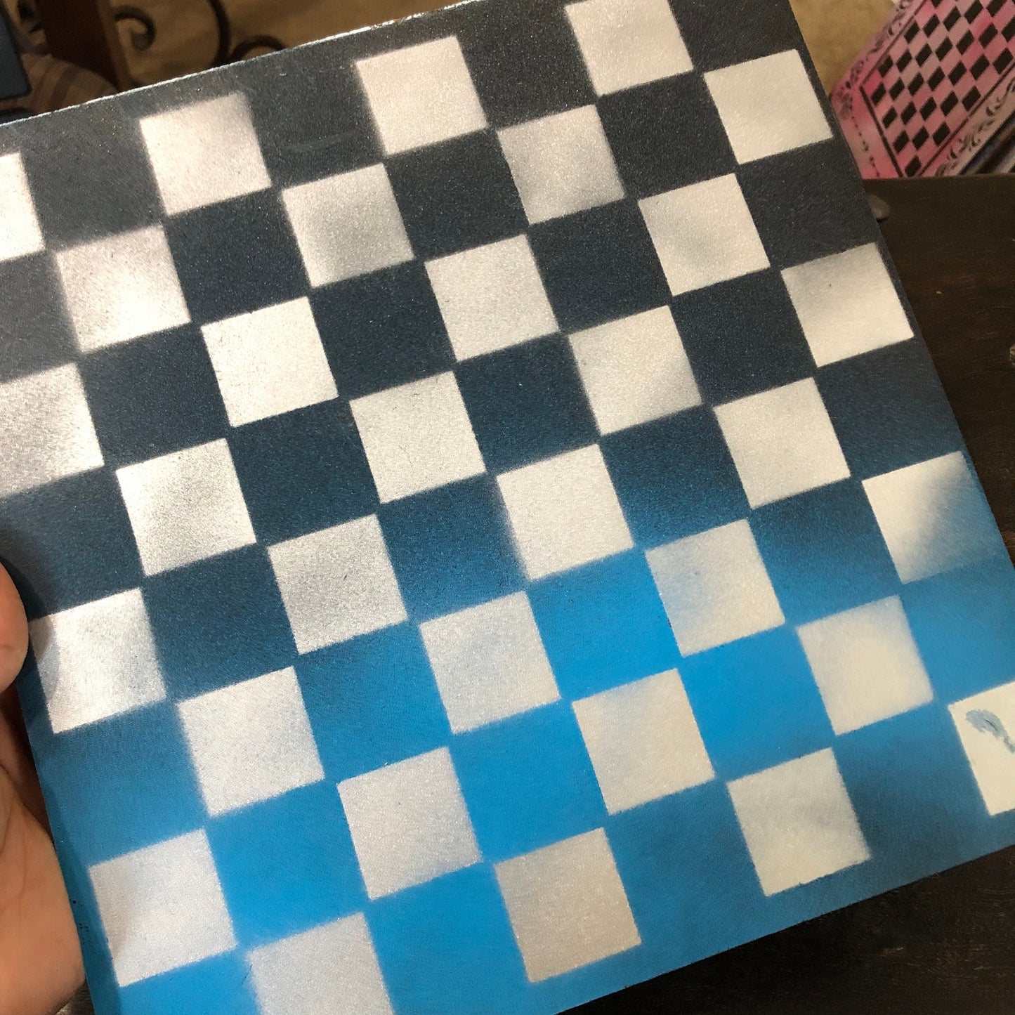 Blue Black & Silver - Painted Chess Set
