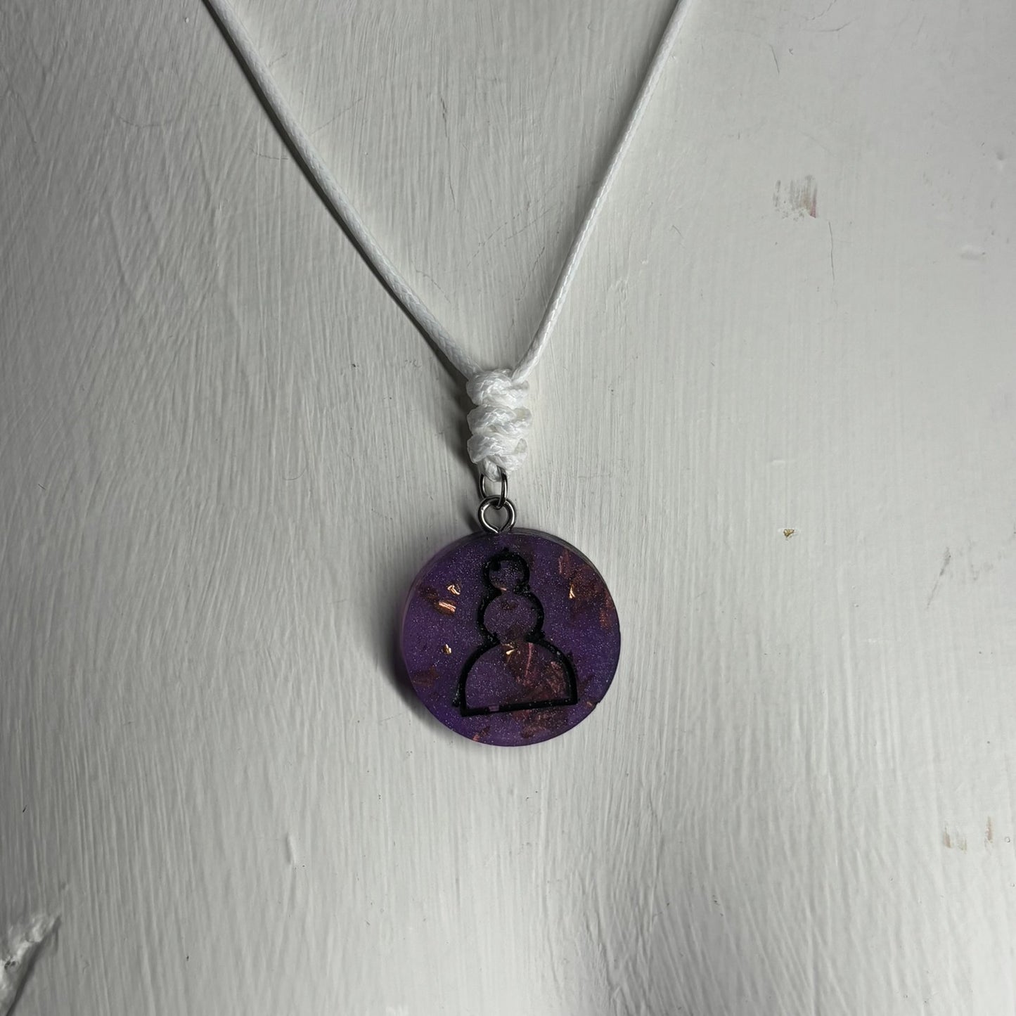 Purple Pawn - Handmade Resin Chess Necklace - Flat Edition