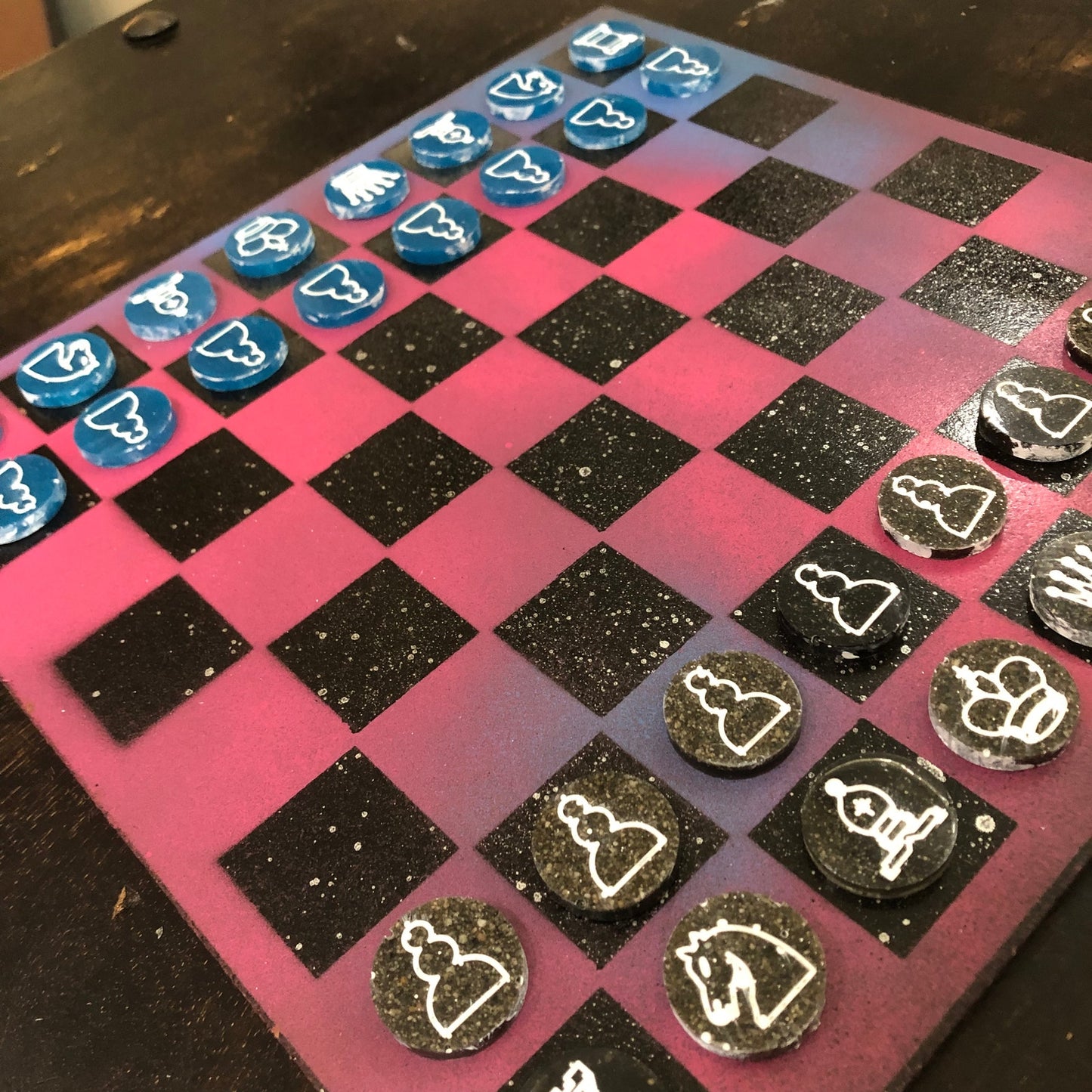 Pink Space - Painted Chess Set