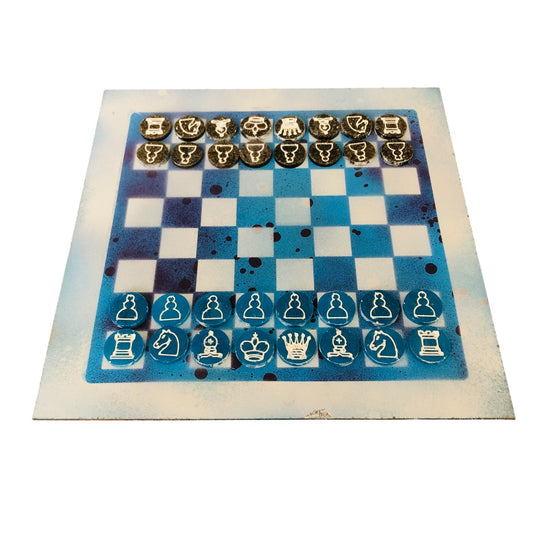 Bubbly Purple & Blue - Painted Chess Set