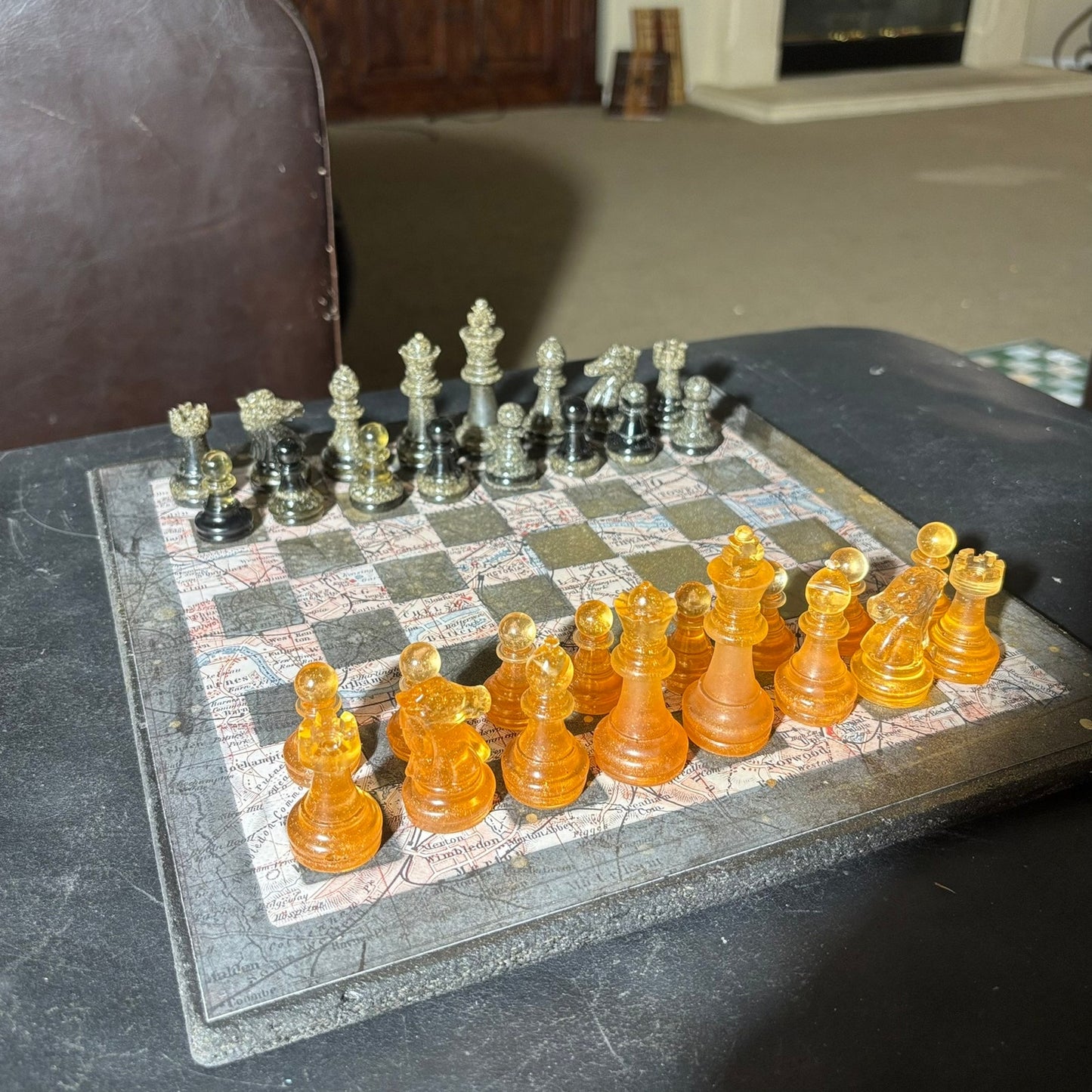 Amber Maps Pattern - Scrapbook Chess Set